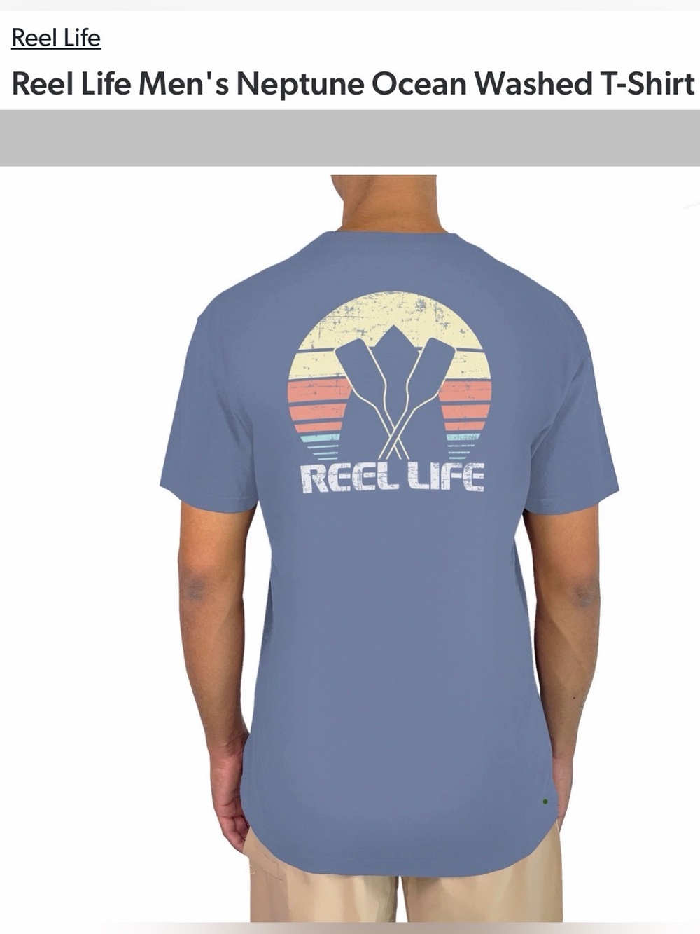 NWT Reel Life Men's Neptune Ocean Washed T-Shirt
Size: Large, Color: Stonewash